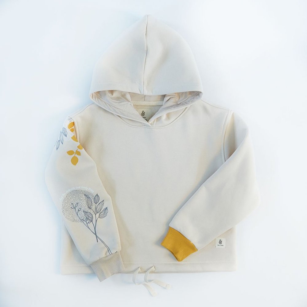 Floral Fusion Kids Girl Alabaster Hoodie | Egyptian Made Applemint & Cocoa